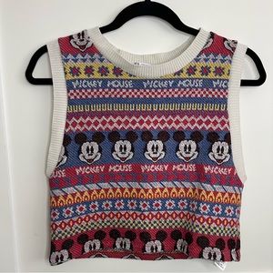 Zara Jacquard Disney Mickey Mouse Sweater Vest Size Large